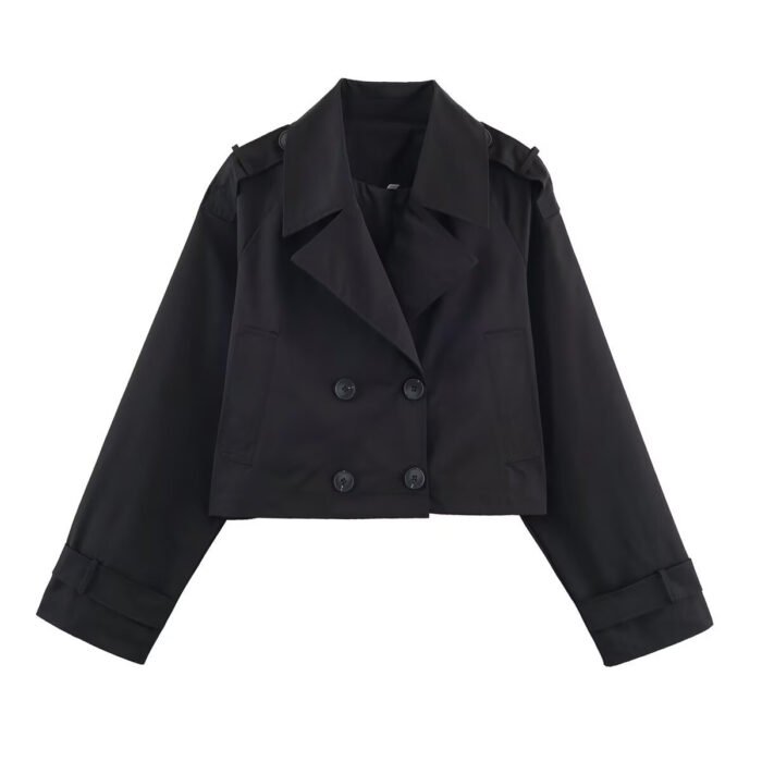 Sleek Slim Fit Short Trench Coat Jacket - Image 5