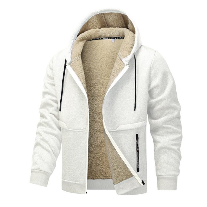 Casual Hoodies For Men Heavyweight Fleece Sweatshirt Winter Thick Sherpa Lined Hooded Zipper Jacket Thick Streetwear Coats - Image 5