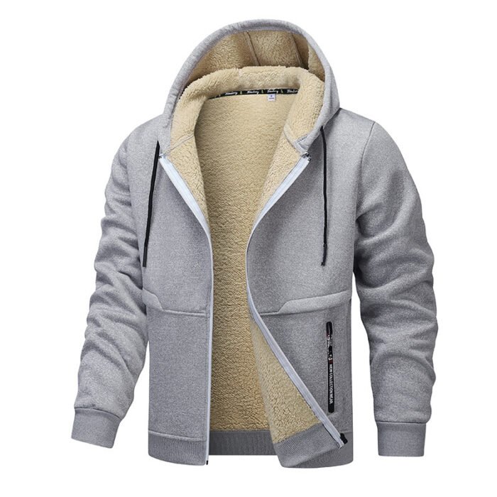 Casual Hoodies For Men Heavyweight Fleece Sweatshirt Winter Thick Sherpa Lined Hooded Zipper Jacket Thick Streetwear Coats - Image 9