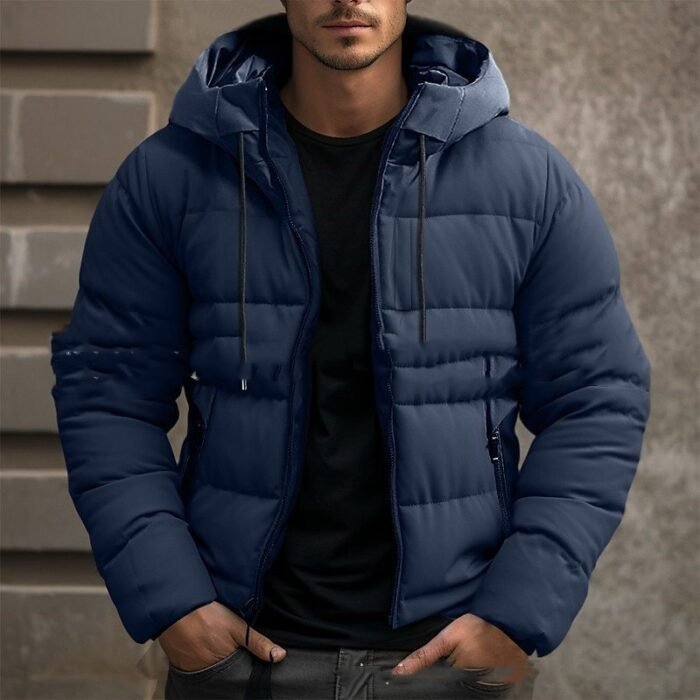 Men's Hooded Jacket Winter Pockets Zip-up Coat Casual Outerwear Clothing - Image 6