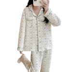 Womens Cotton Long-Sleeve All-Cotton Cozy Sweet Loungewear Set - Image 3