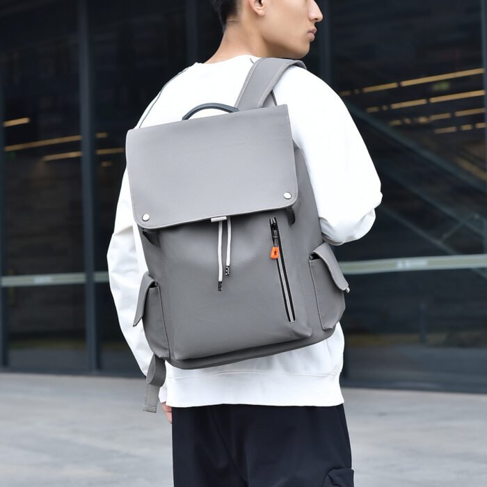 Men's Large Capacity Laminated Leather Fashionable Backpack - Image 6