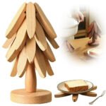Tree Design Stand Wooden Trivets Decorative Anti Scald Heat Resistant Table Mat Coaster Wood Placemats Pot Table Heat Insulation Pad