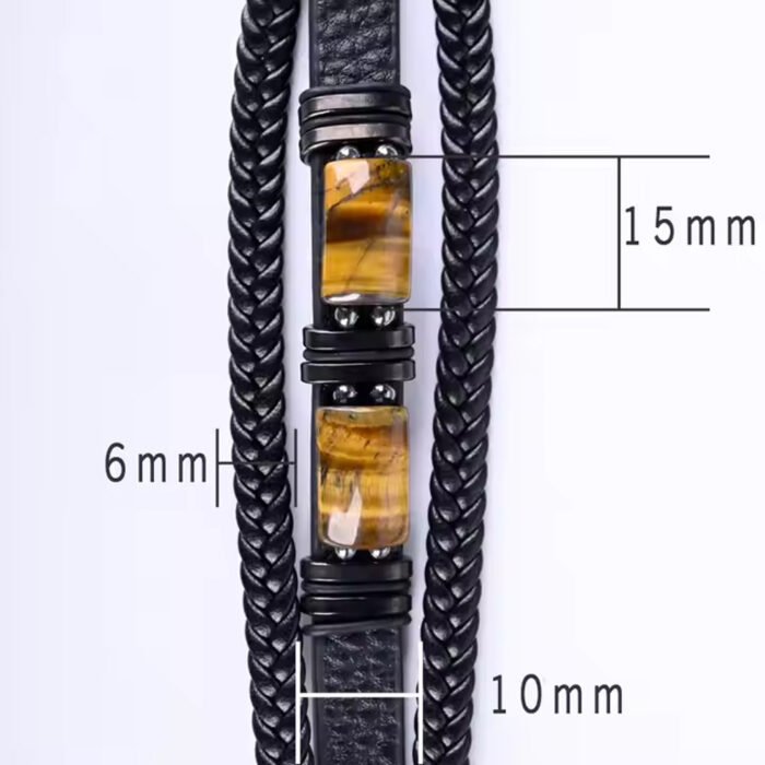 Natural Tiger Eye Stone Bracelet For Men Women - Handmade Leather Braided Healing Bracelet, Courage & Luck Meaning, Birthday Christmas Gift - Image 9