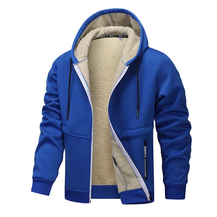 Casual Hoodies For Men Heavyweight Fleece Sweatshirt Winter Thick Sherpa Lined Hooded Zipper Jacket Thick Streetwear Coats - Image 6