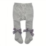 Springautumn Velvet Bow Baby Tights - Image 2