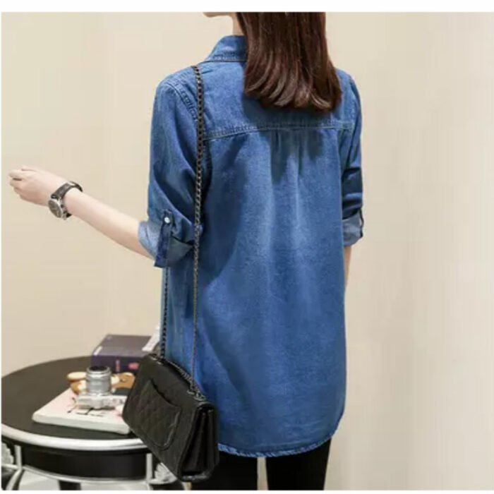 Mid-length Slimming Denim Shirt For Women - Image 5