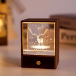 Wooden Box Square Crystal Ball Elk Cloud Night Light Christmas Birthday Gift - Image 10