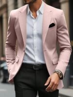 Men's Solid Color Single Button Blazer Business Formal - Image 5