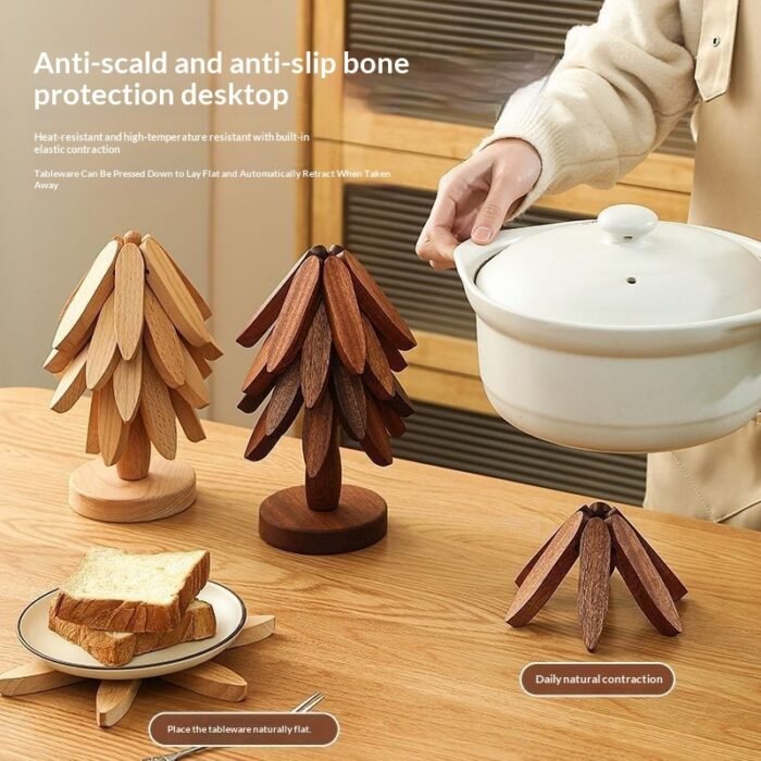 Tree Design Stand Wooden Trivets Decorative Anti Scald Heat Resistant Table Mat Coaster Wood Placemats Pot Table Heat Insulation Pad - Image 5