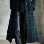 Womens Single-Breasted Plaid Long-Sleeve Long Cardigan Coat - Image 2