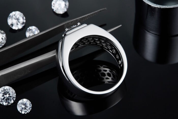 Men's 1-carat Luxury And Fashionable Light Luxury Jewelry Silver Ring Set With Top-quality Moissanite, S925 Silver-plated Platinum - Image 6