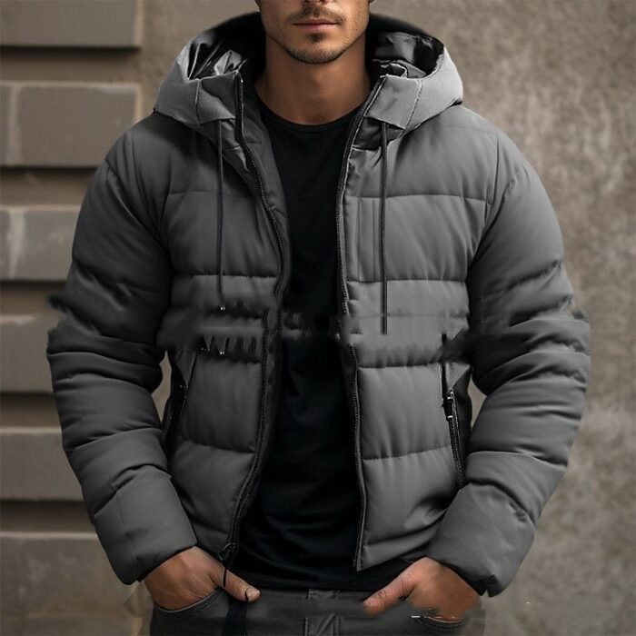 Men's Hooded Jacket Winter Pockets Zip-up Coat Casual Outerwear Clothing - Image 7