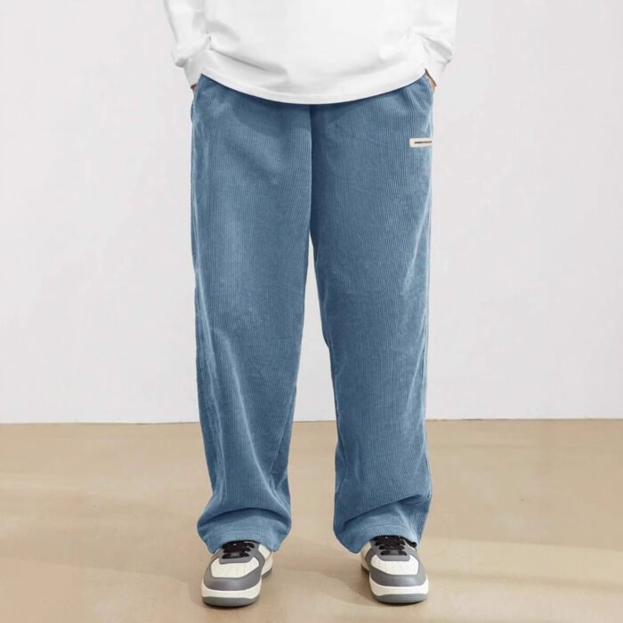 Men's Drawstring Trousers Casual Loose-fitting Pockets Straight Pants Sports Clothing - Image 3