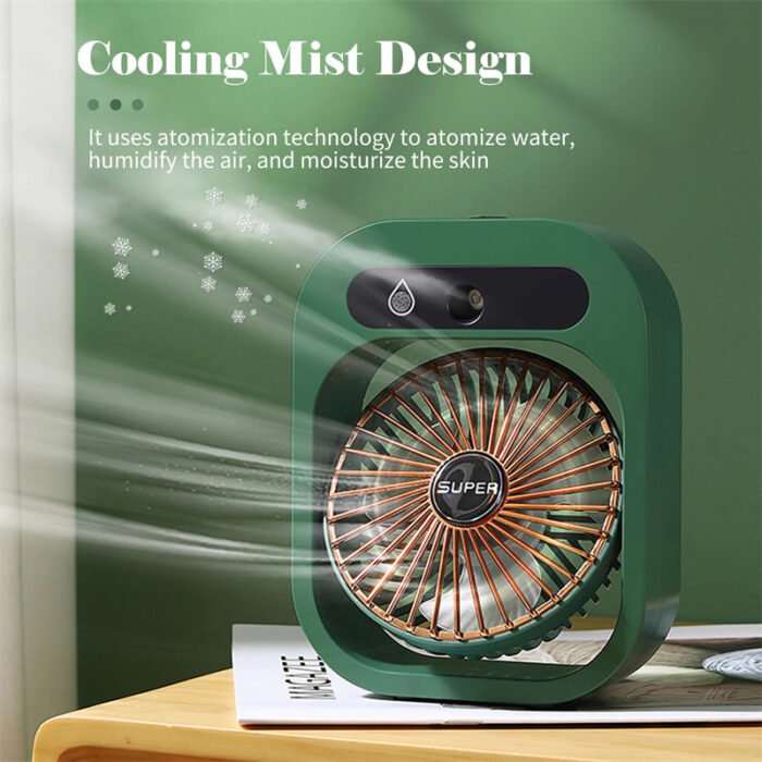 Air Conditioning Fan Desk Misting Fan Air Cooler Cooling USB Rechargeable Humidifier Portable Spray Fan With 3 Wind Speeds Mist Fan For Home - Image 9