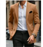 Men's Solid Color Single Button Blazer Business Formal - Image 6
