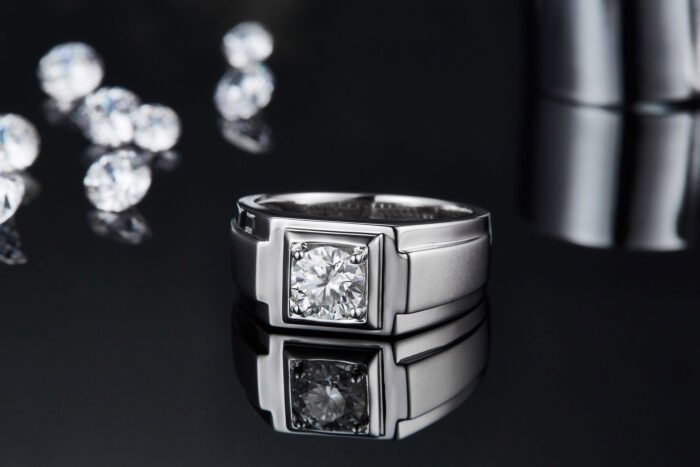 Men's 1-carat Luxury And Fashionable Light Luxury Jewelry Silver Ring Set With Top-quality Moissanite, S925 Silver-plated Platinum - Image 3