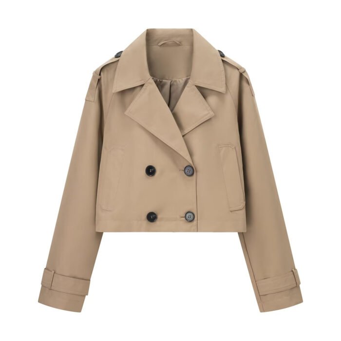Sleek Slim Fit Short Trench Coat Jacket - Image 4