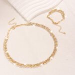 2PCS Glass Leaf Necklace Set Elegant Rhinestone Chain Necklace Bracelet For Women Fashion Luxury Jewelry Set - Image 8