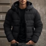 Men's Hooded Jacket Winter Pockets Zip-up Coat Casual Outerwear Clothing