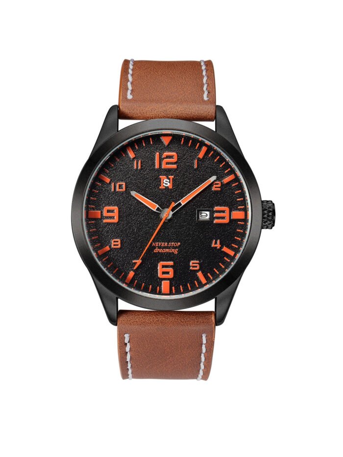 Mens Quartz Watch With A Leather Strap Large Dial And Calendar - Image 6