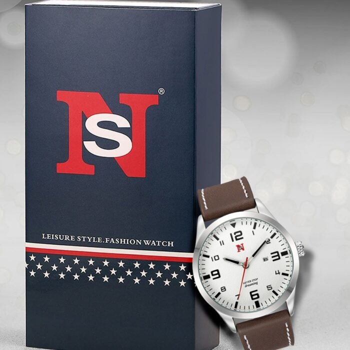 Mens Quartz Watch With A Leather Strap Large Dial And Calendar - Image 8