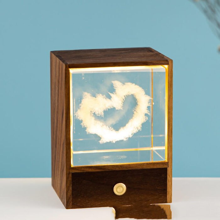 Wooden Box Square Crystal Ball Elk Cloud Night Light Christmas Birthday Gift - Image 5