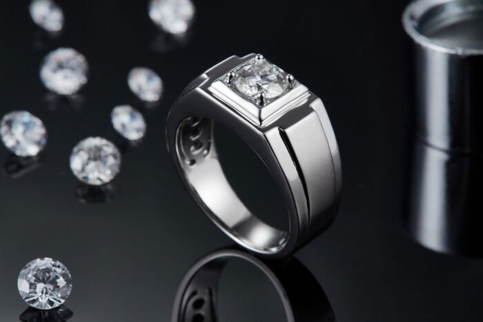 Men's 1-carat Luxury And Fashionable Light Luxury Jewelry Silver Ring Set With Top-quality Moissanite, S925 Silver-plated Platinum - Image 5