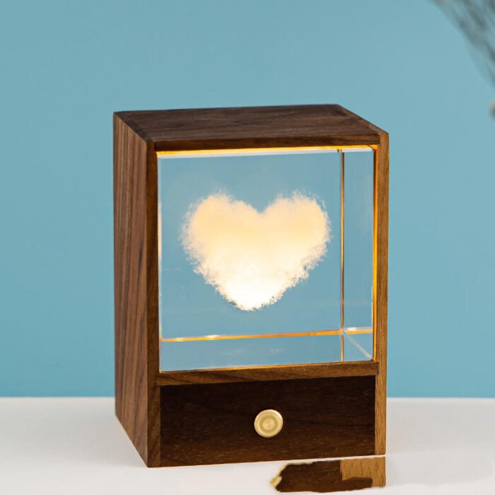 Wooden Box Square Crystal Ball Elk Cloud Night Light Christmas Birthday Gift - Image 6