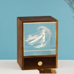 Wooden Box Square Crystal Ball Elk Cloud Night Light Christmas Birthday Gift - Image 3
