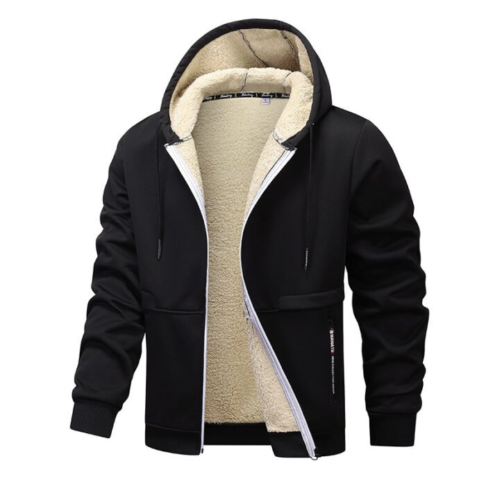Casual Hoodies For Men Heavyweight Fleece Sweatshirt Winter Thick Sherpa Lined Hooded Zipper Jacket Thick Streetwear Coats - Image 3