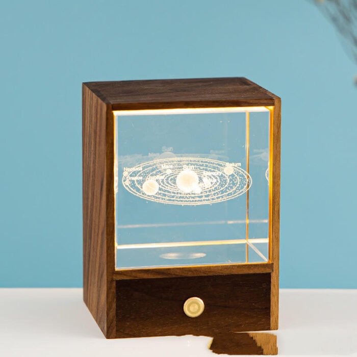 Wooden Box Square Crystal Ball Elk Cloud Night Light Christmas Birthday Gift - Image 9