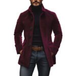 Men's Jacket Winter Stand Collar Button-up Coat Casual Blazer Outerwear Clothing - Image 2