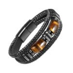 Natural Tiger Eye Stone Bracelet For Men Women - Handmade Leather Braided Healing Bracelet, Courage & Luck Meaning, Birthday Christmas Gift - Image 3