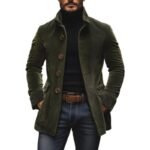 Men's Jacket Winter Stand Collar Button-up Coat Casual Blazer Outerwear Clothing - Image 3