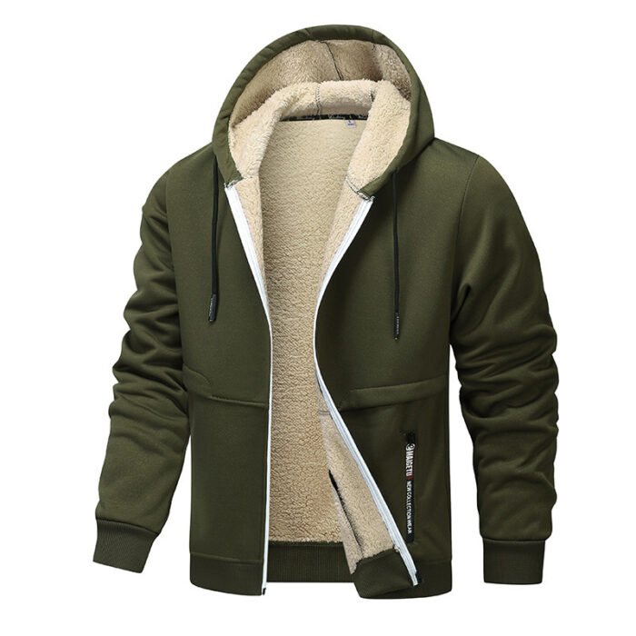 Casual Hoodies For Men Heavyweight Fleece Sweatshirt Winter Thick Sherpa Lined Hooded Zipper Jacket Thick Streetwear Coats - Image 7