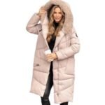 Mid-length Lightweight Silk-cotton Puffer Coat With A Large Fur Collar For Superior Warmth - Image 5