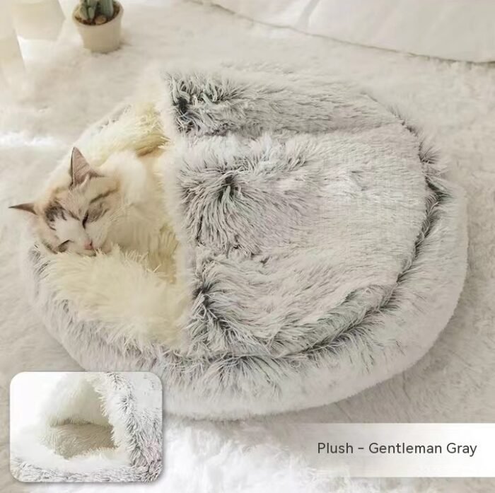 2 In 1 Dog And Cat Bed Pet Winter Bed Round Plush Warm Bed House Soft Long Plush Pets Bed Pet Products - Image 10