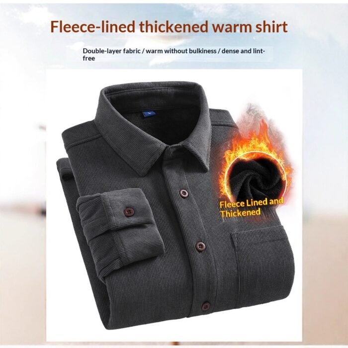 Mens Retro Corduroy Long-Sleeve Shirt - Image 4