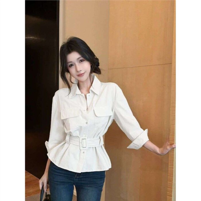 Womens Polo-Neck Workwear Shirt With A Designer Edge For Autumn - Image 6