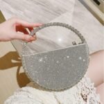 Round Handbag Socialite Rhinestone Evening Bag French Style Formal Gown Evening Bag - Image 5
