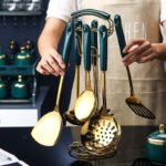 7 PCS Stainless Steel Silicone Kitchen Utensil Slotted Spatula Turner Ladle Serving Spoon Pasta Server Cooking Set - Image 3