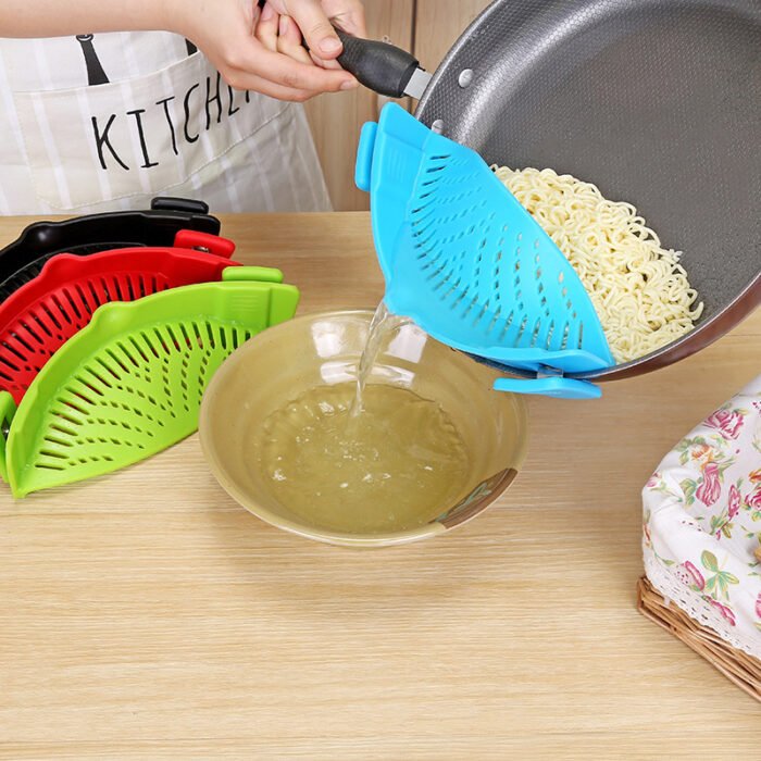 Silicone Clip-on Pot Pan Bowl Funnel Oil Strainer Creative Rice Washing Colander for Draining Liquid Fits All Pot Size - Image 4