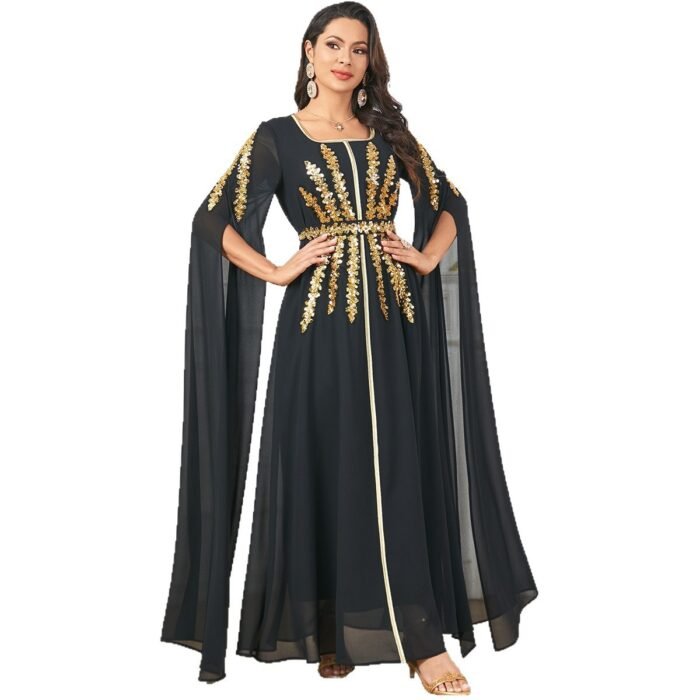 Arab Women's Robe Super Long Sleeve Muslim Dress - Image 3