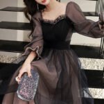 Black Ladies Evening Gown Long Sleeve Niche Art Test Host