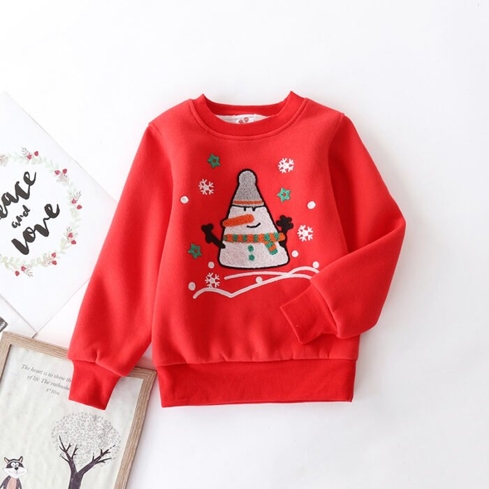 Christmas snowman plus velvet padded baby sweater - Image 2