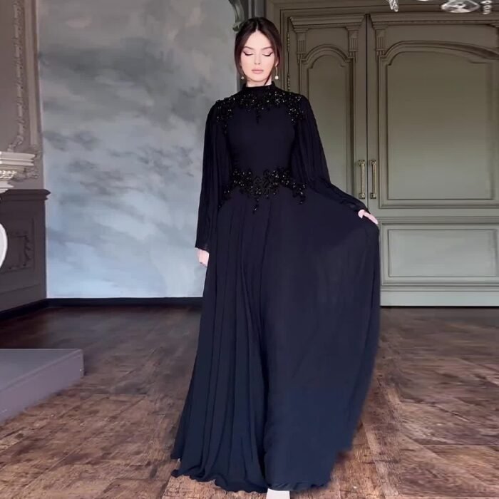 Autumn And Winter New Middle East Lace Robe Evening Gown - Image 3