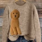 Womens 3D Digital-Print Fashion Crew-Neck Sweatshirt For Casual Wear