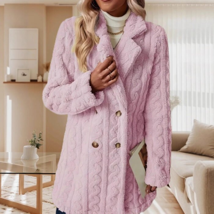 Insulated Suit-collar Double-breasted Mid-length Coat - Image 2