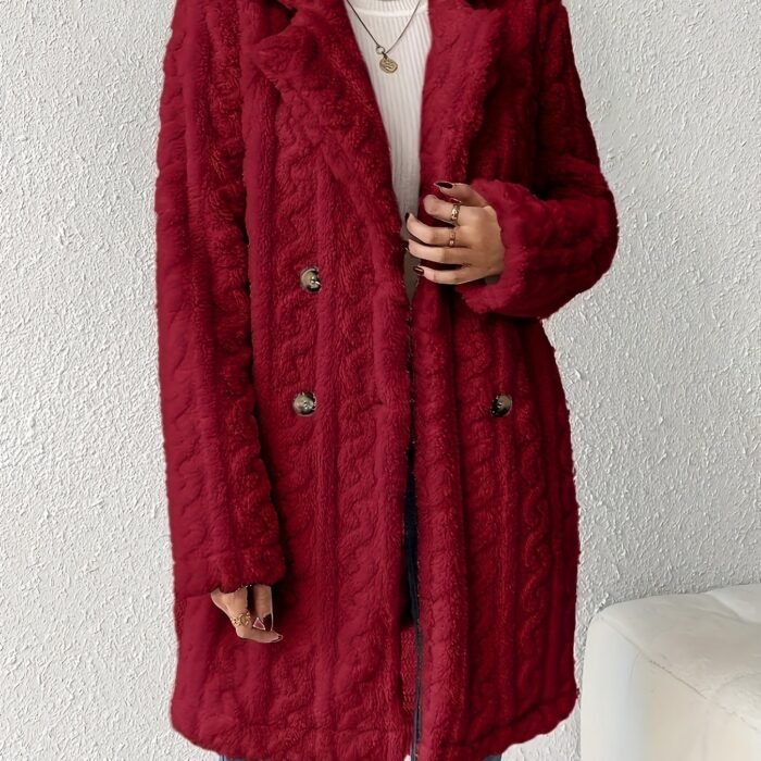 Insulated Suit-collar Double-breasted Mid-length Coat - Image 7